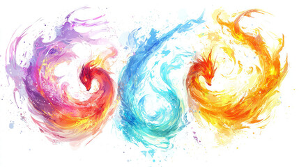 Fantastic glowing energy, softly rotating on a white background.