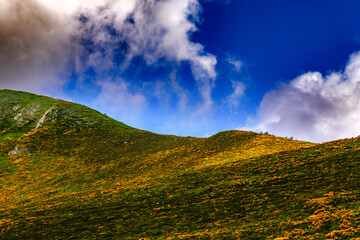 Obraz premium Photo of the Col de Pailheres located in the Ariège department, in the French Pyrenees. This pass culminates at an altitude of 2,001 meters above the town of Mijanès in the Pyrenees mountains.