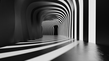 An abstract visual illusion of shifting and moving of the lines. Monochromatic shift concept. Black and white abstract background