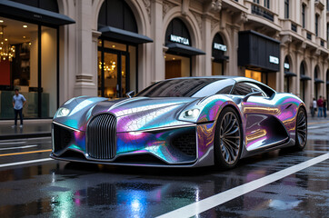 iridescent futuristic sportscar