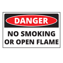 Danger no smoking or open flame sign on a white background