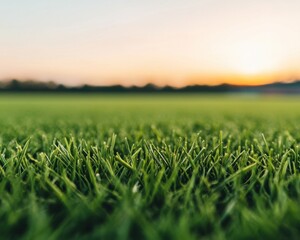 Fototapeta premium Baseball Stadium Sunset View with Grass Foreground