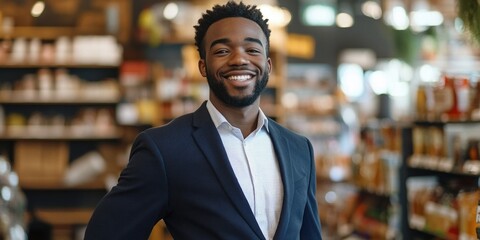 Fototapeta premium Man in Suit Standing in Store