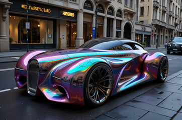 iridescent futuristic sportscar