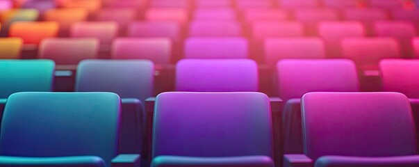 Fototapeta premium Colorful seating arrangement in a vibrant, modern venue.