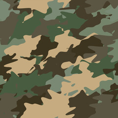 Fototapeta premium Seamless military camouflage pattern fabric texture with green and brown forest design