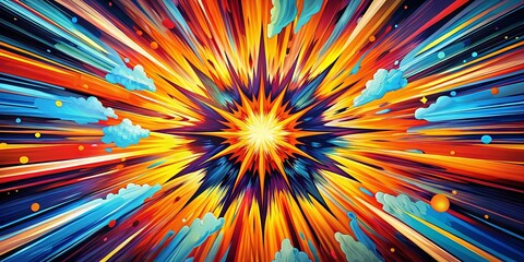 Fototapeta premium A kaleidoscope of colors exploding with a brilliant burst of light, radiating energy and motion.