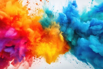 Vivid burst of powdered color. Conceptual art, celebration, creativity.