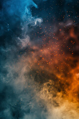Vertical Color smoke. Paint water splash. Fire flame. Cosmic stardust.
