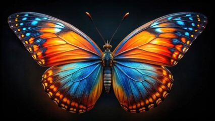 Blue, Orange, and Black Butterfly - Symbol of Transformation and Freedom