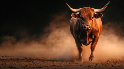 Charging Bull in Dusty Environment