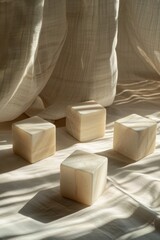 Elegant balance: geometric shapes with soft shadows