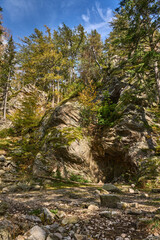 Krucze skały, formacje skalne, Karpacz, Polska, Europa, grupa skalna wysokości 25 m, położona w Karkonoszach