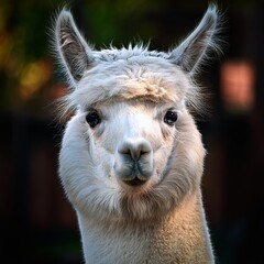 Obraz premium white alpaca close up photography zoo