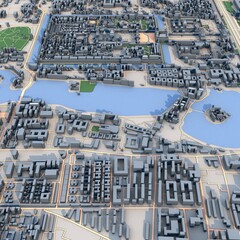 Beijing City China Map, 3D Rendering