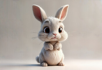 3D render of a cute Little rabbit