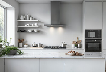 modern kitchen interior with furniture