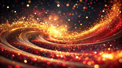 A Dance of Light and Dust, a Whirlwind of Golden Sparkles and Red Hues, a Symphony of Abstract Illumination