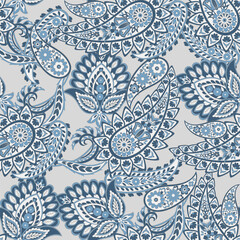 Seamless pattern based on traditional Asian elements Paisley. Traditional colorful seamless paisley vector pattern. Pattern for textile design or fabrics. Fashionable delicate design