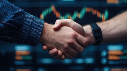 Close-Up of Hands Shaking in Trading Environment