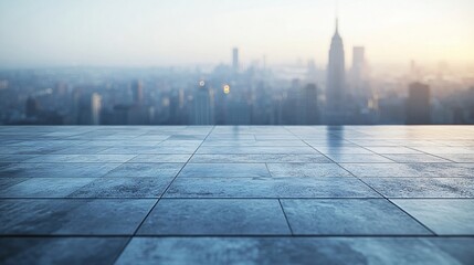 Fototapeta premium Urban Skyline with Central City View Featuring Pathway and Parking Area for Automotive Advertising