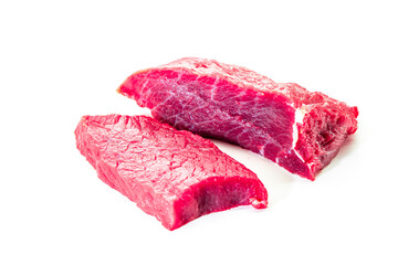 Raw beef meat isolated on white background. Food concept
