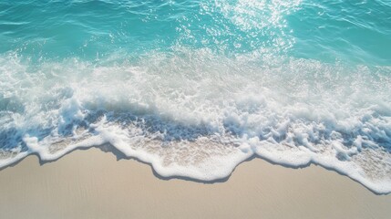A close-up view capturing the surface of ocean water at the beach, highlighting the natural beauty of the sea. The serene ocean water creates a tranquil atmosphere with ample copy space.