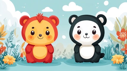 Naklejka premium Cute Cartoon Animals
