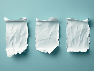 Obraz premium White papers on blue background