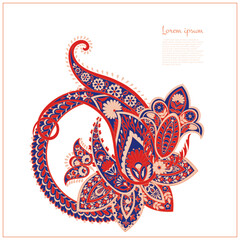 Paisley isolated. Card with paisley isolated for design. Floral vector pattern. Embroidery floral vector pattern.