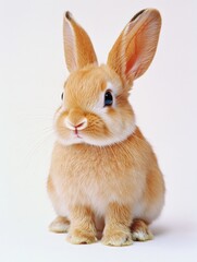 Fototapeta premium Brown Rabbit on White Surface