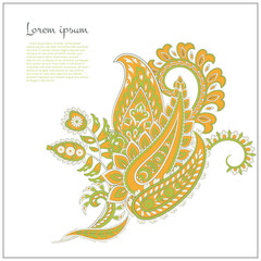 Vector Floral isolated pattern with paisley ornament.