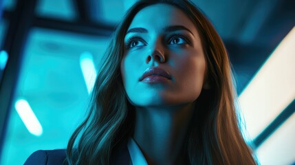 Fototapeta premium Woman in suit and long hair