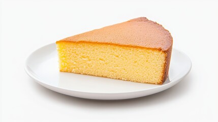 Delicious slice of classic japanese cheesecake on white plate