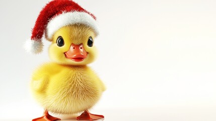 Adorable Festive Duck in Christmas Hat Celebrates the Holidays