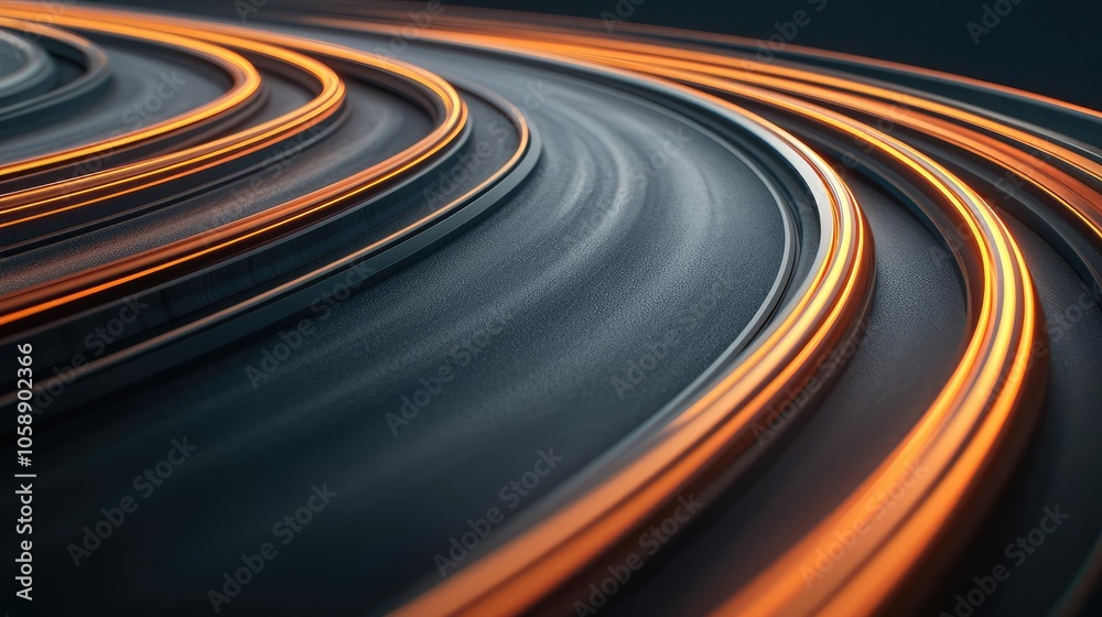 Poster abstract motion lines in orange on a dark background, representing speed and movement.
