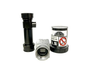 Photo of equipment and tools for experiments in development job with lens optical camera.