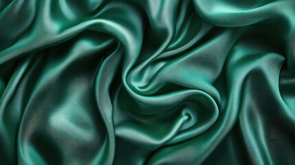 Fototapeta premium Elegant Green Satin Fabric Texture Background