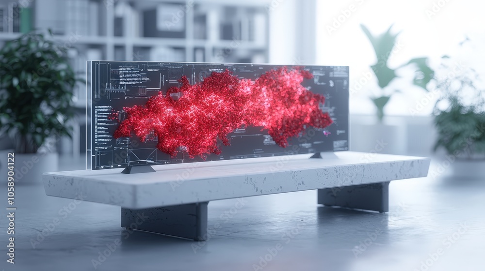 Wall mural futuristic technology display scientific research data visualization big data ai mac