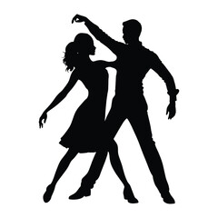 A modern couple are dancing vector silhouette