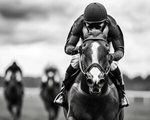 Intense Moment in Horse Racing Nearing the Finish Line