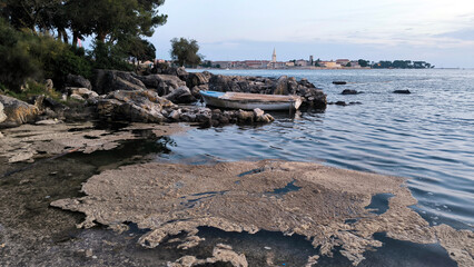 seascape by the Adriatic sea in Poreč on a cloudy day