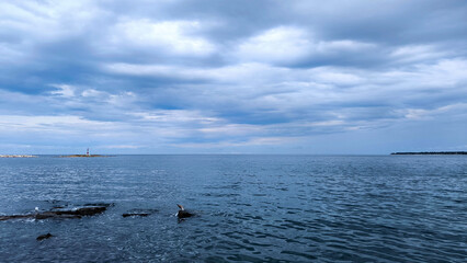 seascape by the Adriatic sea in Poreč on a cloudy day