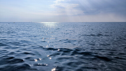 seascape by the Adriatic sea in Poreč on a cloudy day