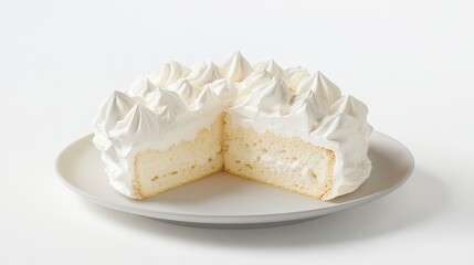 Delicious angel food cake with velvety whipped cream topping