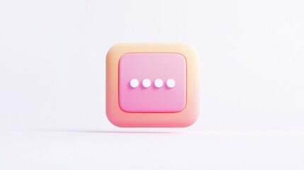 Chat box icon with a minimalist, modern design and soft colors, 3D isolated on white background