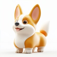 Corgi dog 3D render icon isolated on white background