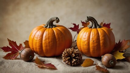 A beautiful arrangement of pumpkins in various sizes and colors, celebrating the essence of autumn with vibrant hues and a festive fall atmosphere