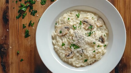 Creamy Mushroom Risotto with Herbs and Cheese