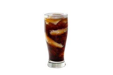 Americano ice coffee mix with coconut water , isolate concept and white background.